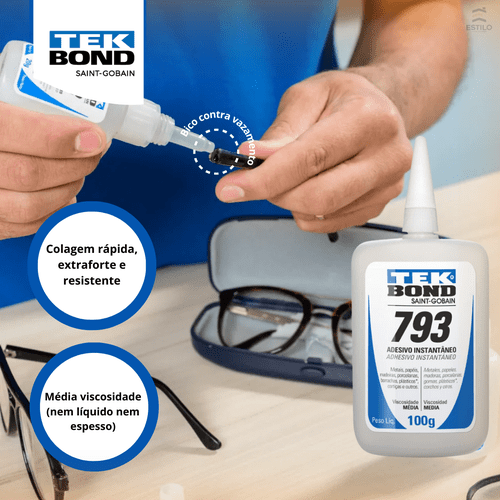 Adesivo Instantaneo 793 Tekbond 100g Bico Antientupimento Estilo Home