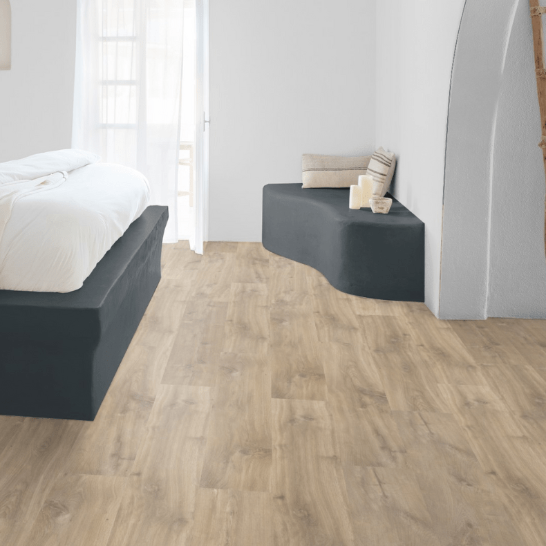 Piso Laminado Quick Step Smart Carvalho Natural Midnight Cx M