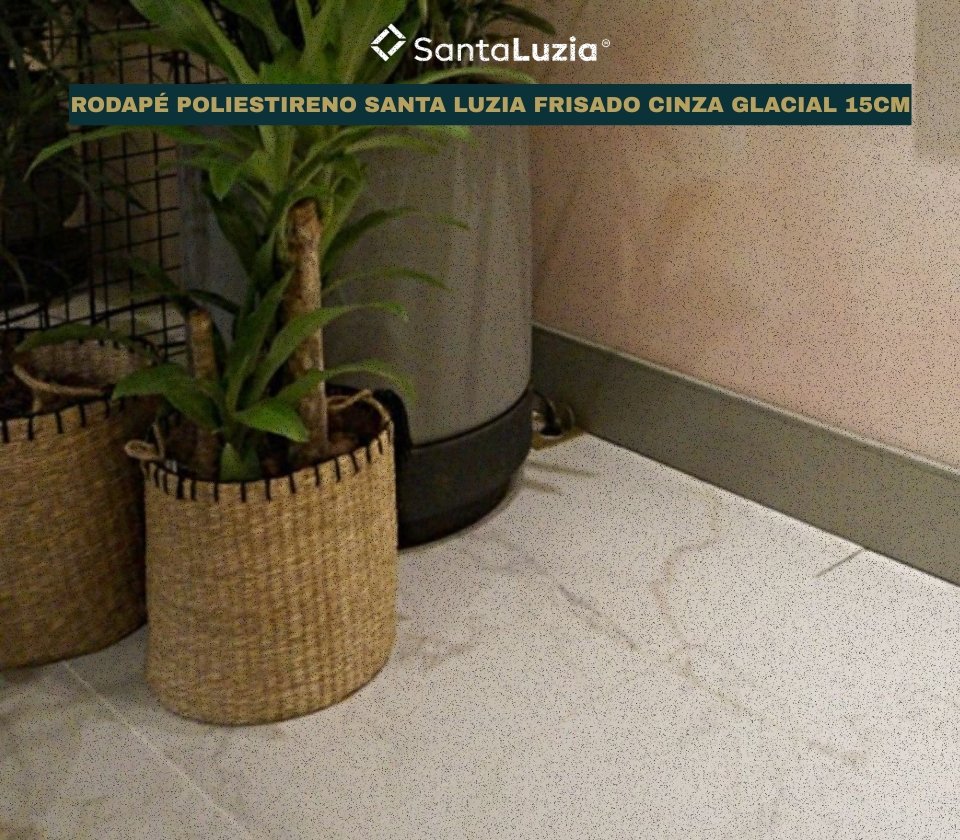 Rodapé Poliestireno Santa Luzia LEV101 Branco Liso