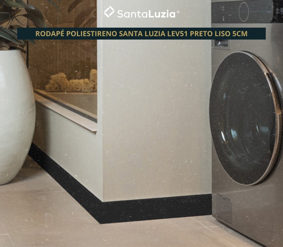 Rodapé Poliestireno Santa Luzia LEV101 Branco Liso