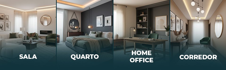 Aplicações do Piso Eucafloor - Sala, Quarto, Home Office, Corredor