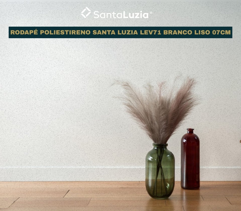 Rodapé Poliestireno Santa Luzia LEV101 Branco Liso