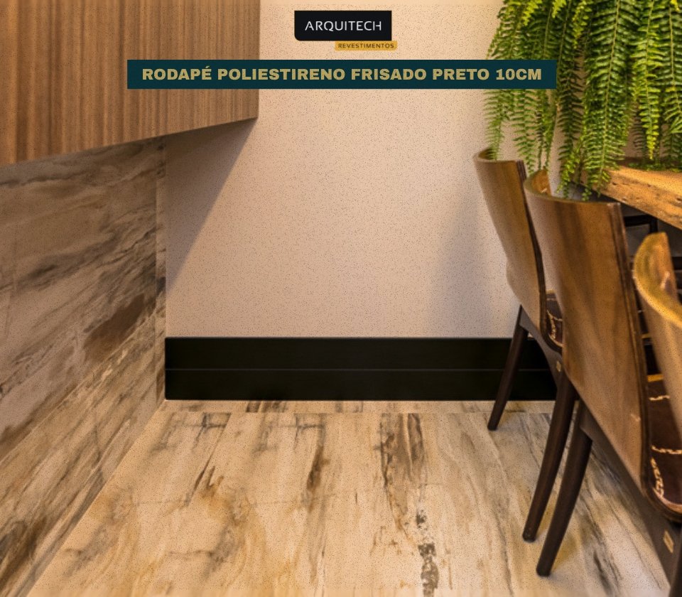 Rodapé Poliestireno Frisado Branco Arquitech 51007