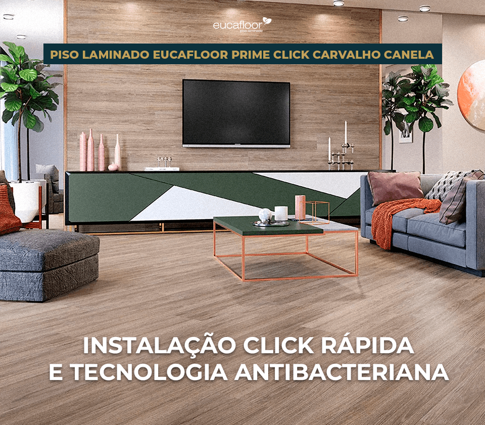 Piso Laminado Eucafloor Prime Click Carvalho Canela