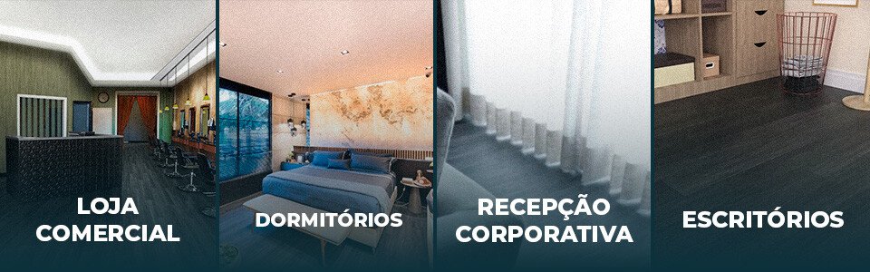 Aplicações do Piso - Loja Comercial, Dormitórios, Recepção Corporativa, Escritórios