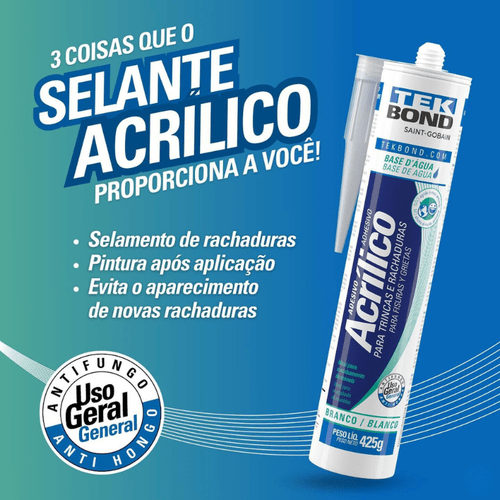 Adesivo Selador de Trincas Tekbond 425g / 280ml Branco