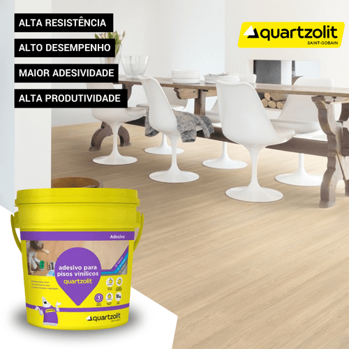 Cola Adesivo Pisos Vinilico Quartzolit Branco Balde 18Kg