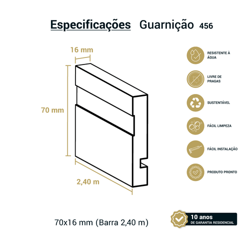 Guarnição Poliestireno Santa Luzia 456 70 x 16mm Br 2,40m