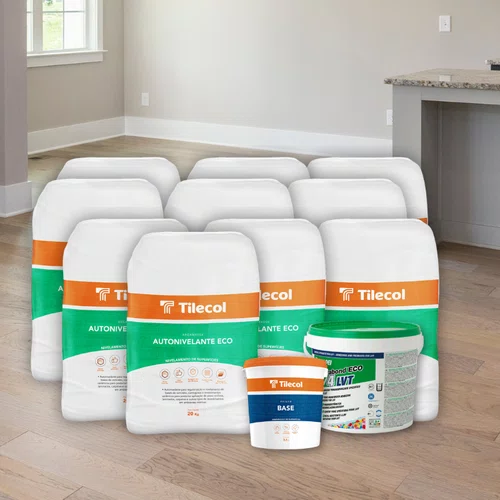 Kit 10 Autonivelante Eco Tilecol 20kg + 02 Primer Base 3,6L + 01 Cola Mapei Piso Vinilico 14Kg