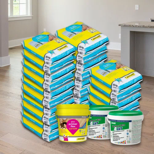 Kit 30 Autonivelante Nivela Rapido Quartzolit 20Kg + 01 Primer Flex 18L + 02 Cola Mapei Piso Vinilico