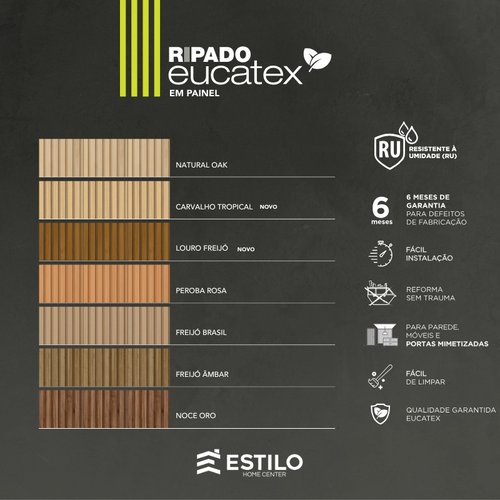 Painel Ripado Eucatex RU Noce Oro cx 6 und - BR 2,70m
