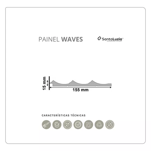Painel Waves 155 Santa Luzia Br 15cm - Branco