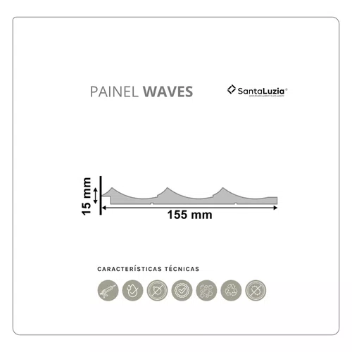 Painel Waves 155 Santa Luzia Br 15cm - Champanhe