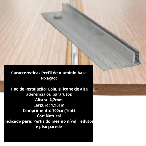 Perfil Alumínio Base P/ Fixação