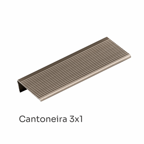 Perfil Alumínio Cantoneira 3x1 Champanhe
