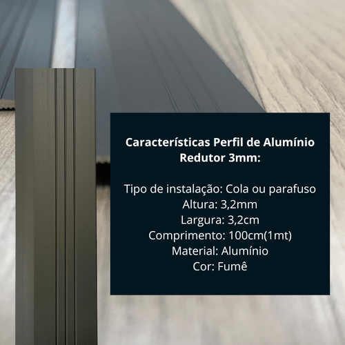 Perfil Alumínio Faixa De Arremate 3,2mm Fumê
