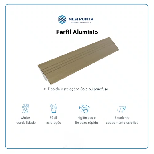 Perfil Alumínio Para Piso Vinílico 3,2mm Champanhe 1 metro