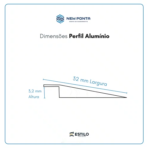 Perfil Alumínio Para Piso Vinílico 3,2mm Champanhe