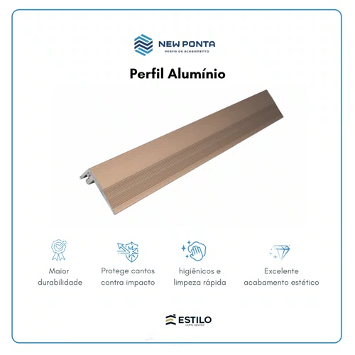 Perfil Alumínio Piso Parede Champanhe