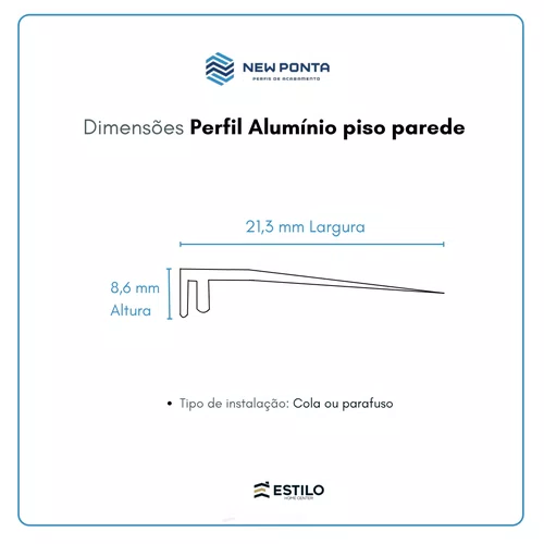 Perfil Alumínio Piso Parede Champanhe
