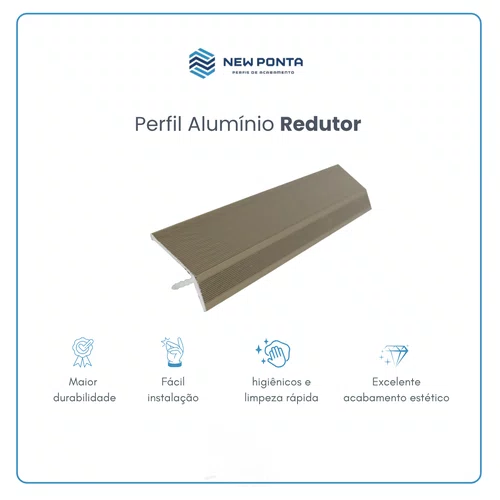 Perfil Alumínio Redutor Champanhe 1 metro