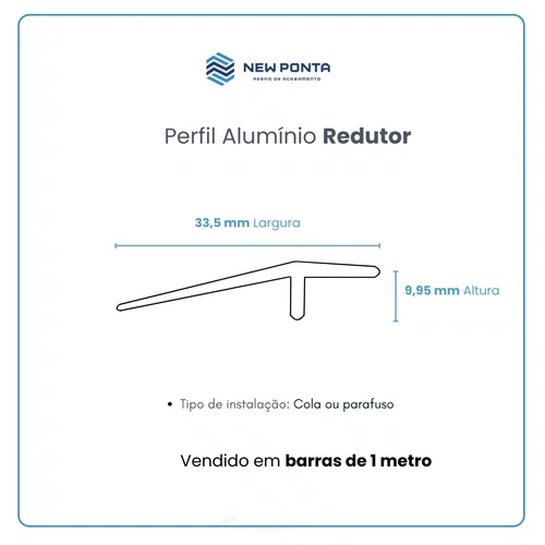Perfil Alumínio Redutor Champanhe 1 metro