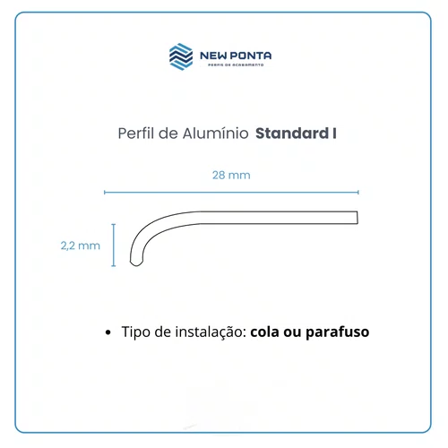 Perfil Alumínio Standard I Champanhe