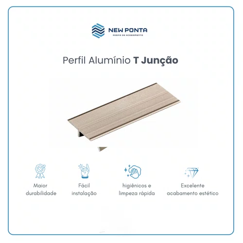 Perfil Alumínio T Junção Champanhe