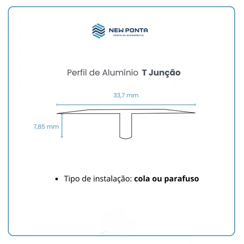 Perfil Alumínio T Junção Champanhe