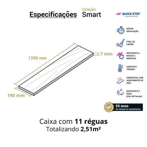 Piso Laminado Quick Step Smart Carvalho Biscoito Marrom QSSM5794 Cx 2,51m²