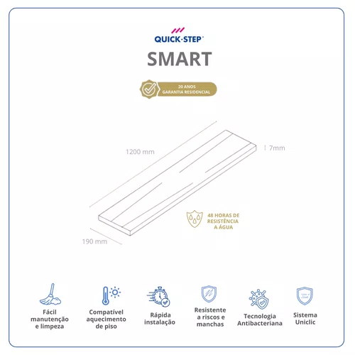 Piso Laminado Quick Step Smart Carvalho Natural Envernizado QSSM1292 Cx 2,51m²