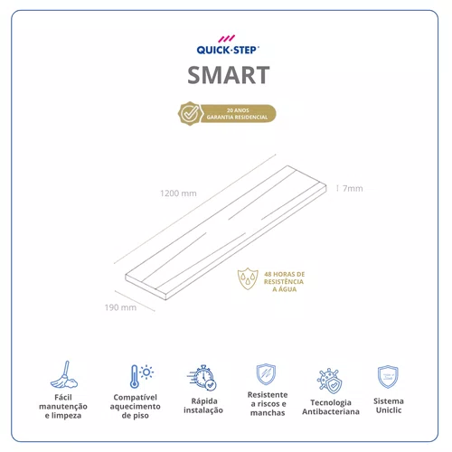 Piso Laminado Quick Step Smart Carvalho Natural Midnight QSSM1487 Cx 2,51m²