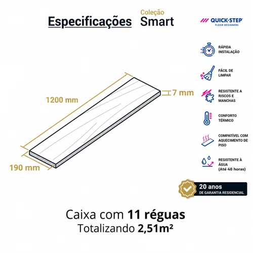 Piso Laminado Quick Step Smart Jatobá Caramelo QSSM08819 Cx 2,51m²