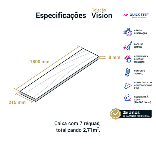 Piso Laminado Quick Step Vision Imbirema FVIW7828 Cx 2,71m²