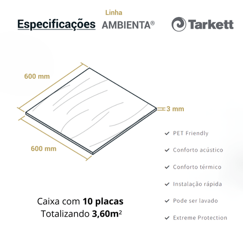 Piso Vinilico Ambienta Stone 3mm 60 x 60cm - Beige Porcelain Cx 3,60m²