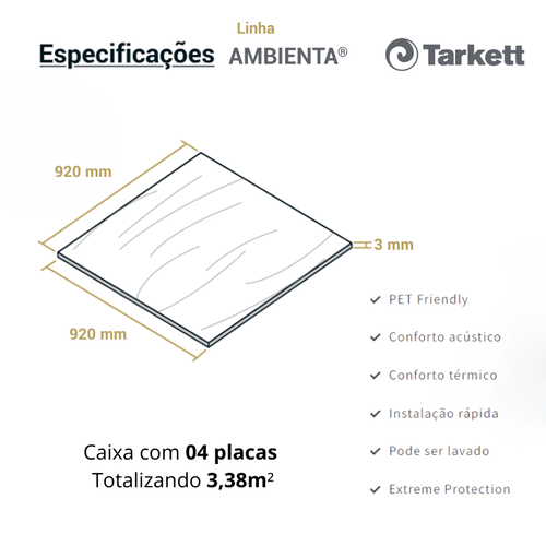 Piso Vinilico Ambienta Stone 3mm 92 x 92cm - Beige Porcelain Cx 3,38m²