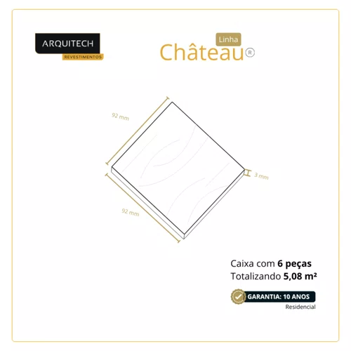 Piso Vinílico Arquitech Château 3mm 92 x 92 cm - Blois Cx 5,08m²