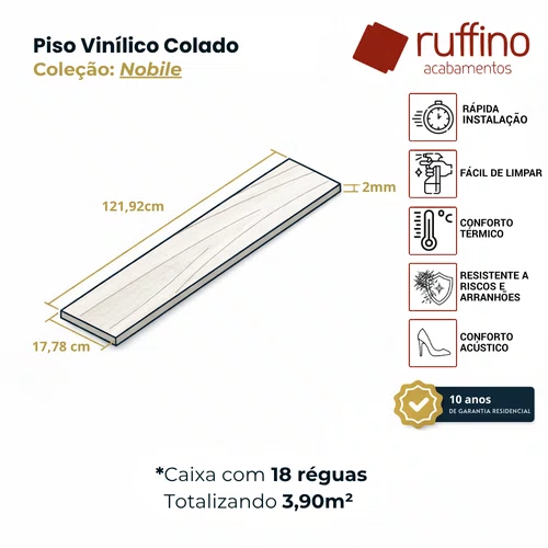 Piso Vinilico Ruffino Nobile 2mm - Rustico Curupixa Cx 3,90m²