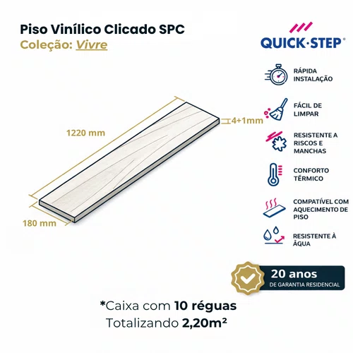 Piso Vinilico SPC Click Quick Step Vivre 4mm - Dijon Cx 2,20m²