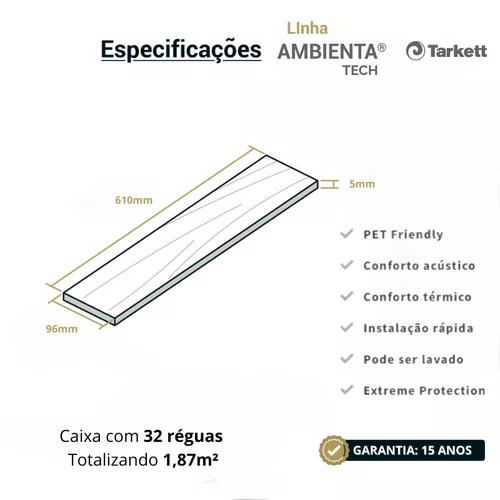 Piso Vinilico SPC Click Tarkett Ambienta Tech 5mm - Damasco Cx 1,87m²
