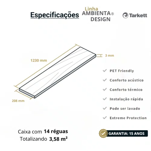 Piso Vinilico Tarkett Ambienta Design - Tâmara Cx 3,58m²
