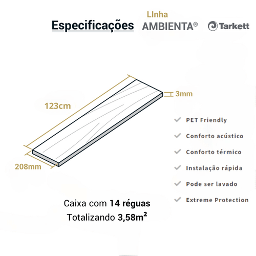 Piso Vinilico Tarkett Ambienta Series Bétula - 3mm Cx 3,58m²