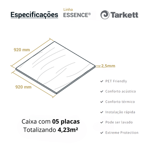 Piso Vinilico Tarkett Essence 30 - Basalto Cx 4,23m² (920 x 920mm)
