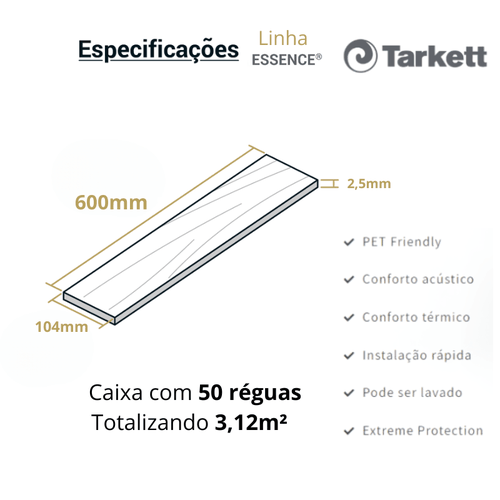 Piso Vinilico Tarkett Essence 30 - Dalia Cx 3,12m² (104 x 600mm)