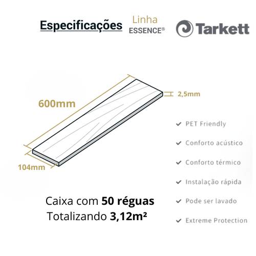 Piso Vinilico Tarkett Essence 30 - Malva Cx 3,12m² (104 x 600mm)