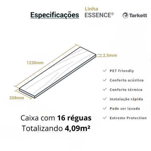 Piso Vinilico Tarkett Essence 30 - Malva Cx 4,09m² (208 x 1230mm)