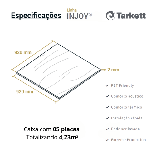Piso Vinílico Tarkett Injoy 2mm 92 x 92cm - Gnaisse Cx 4,23m²
