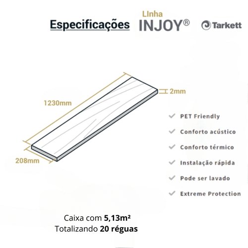Piso Vinílico Tarkett Injoy 2mm - Camélia Cx 5,13m²