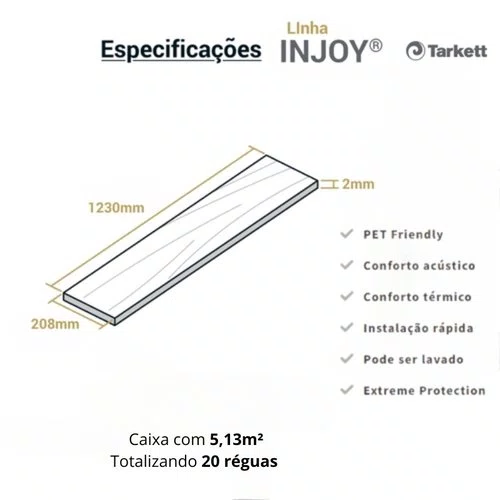 Piso Vinílico Tarkett Injoy 2mm - Papoula Cx 5,13m²