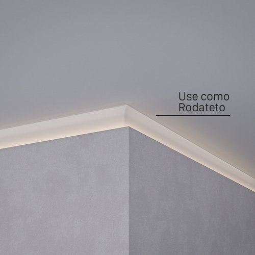 Rodapé Inverso Curvo Alumínio Santa Luzia Branco - Br 3m